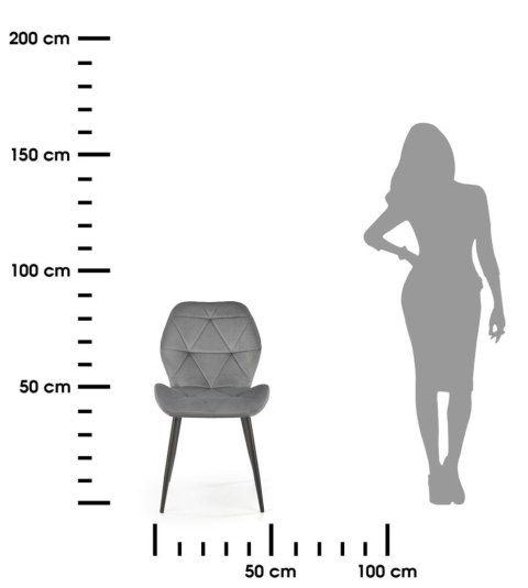 Krzesło tapicerowane K-453 popiel welur Stalowe nogi w kolorze czarnym, obicie wykonane z wysokiej jakości welurowej tkaniny, st
