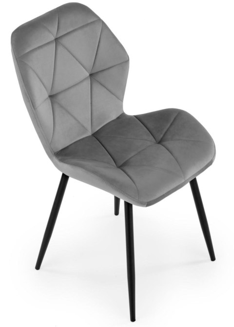 Krzesło tapicerowane K-453 popiel welur Stalowe nogi w kolorze czarnym, obicie wykonane z wysokiej jakości welurowej tkaniny, st