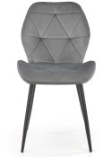 Krzesło tapicerowane K-453 popiel welur Stalowe nogi w kolorze czarnym, obicie wykonane z wysokiej jakości welurowej tkaniny, st