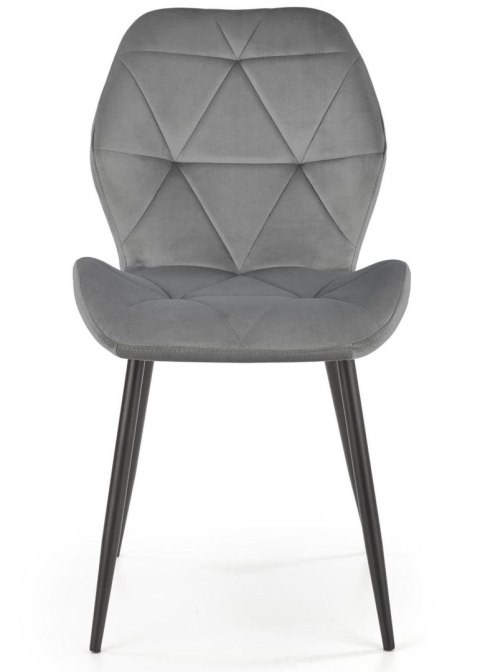 Krzesło tapicerowane K-453 popiel welur Stalowe nogi w kolorze czarnym, obicie wykonane z wysokiej jakości welurowej tkaniny, st