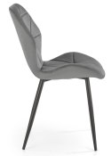 Krzesło tapicerowane K-453 popiel welur Stalowe nogi w kolorze czarnym, obicie wykonane z wysokiej jakości welurowej tkaniny, st