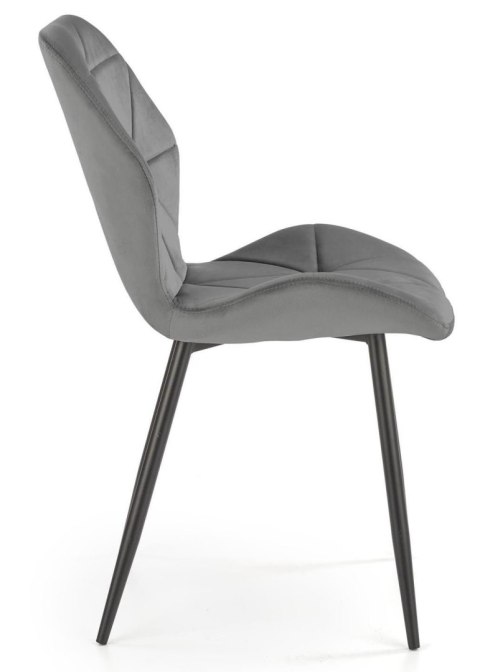 Krzesło tapicerowane K-453 popiel welur Stalowe nogi w kolorze czarnym, obicie wykonane z wysokiej jakości welurowej tkaniny, st