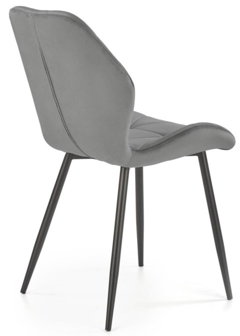 Krzesło tapicerowane K-453 popiel welur Stalowe nogi w kolorze czarnym, obicie wykonane z wysokiej jakości welurowej tkaniny, st