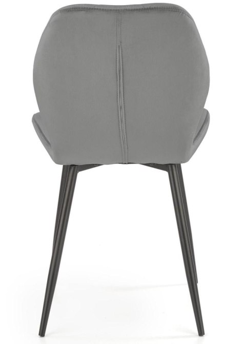 Krzesło tapicerowane K-453 popiel welur Stalowe nogi w kolorze czarnym, obicie wykonane z wysokiej jakości welurowej tkaniny, st