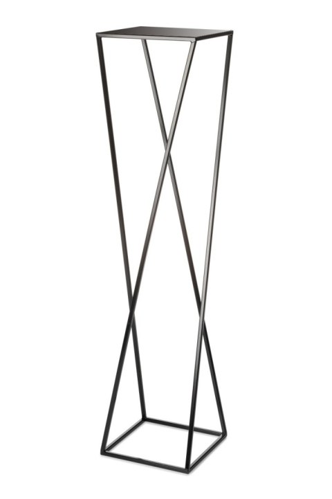 Kwietnik nowoczesny czarny stojący 100cm Wykonany z metalu, prosty i stylowy stojak ZYG ZAG na kwiatki w kolorze czarnym