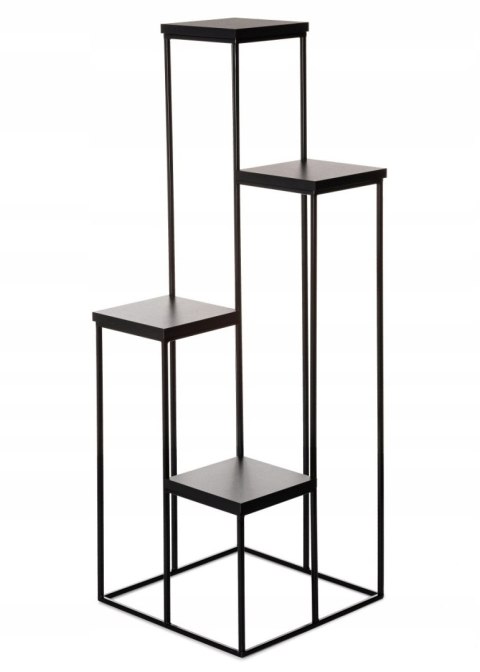Kwietnik stojak nowoczesny 110 cm LOFT Wykonany z metalu, prosty i stylowy stojak na kwiatki w kolorze czarnym z blatami z płyty