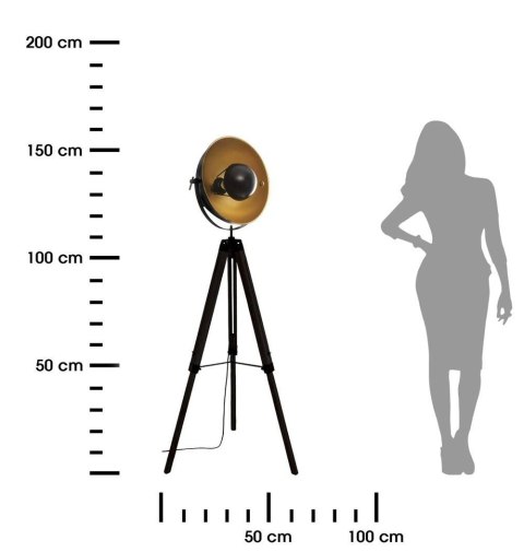 Lampa podłogowa Lahti 156,5 cmMetalowy klosz w kolorze czarnym, podstawa wykonana z drewna, możliwość regulacji i dostawania kąt