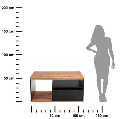 Ława Pantera Black dąb wotan 110x60 cm Wykonana z płyty meblowej z okleiną w kolorze czarnym i dąb wotan, stanowić będzie elegan