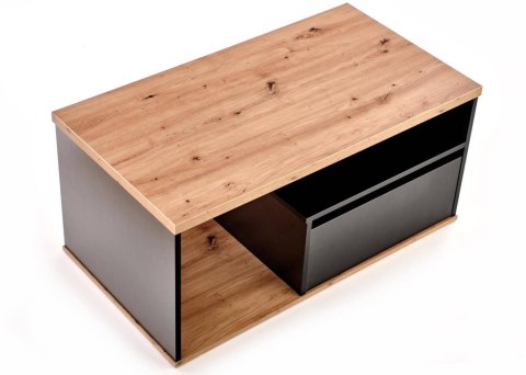 Ława Pantera Black dąb wotan 110x60 cm Wykonana z płyty meblowej z okleiną w kolorze czarnym i dąb wotan, stanowić będzie elegan