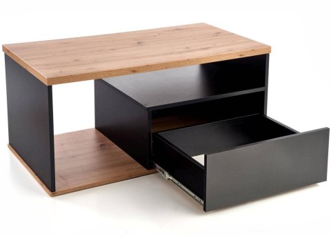 Ława Pantera Black dąb wotan 110x60 cm Wykonana z płyty meblowej z okleiną w kolorze czarnym i dąb wotan, stanowić będzie elegan