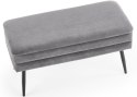 Ławka tapicerowana Velva popielata Stalowe nogi w kolorze czarnym, obicie wykonane z wysokiej jakości welurowej tkaniny, mebel d