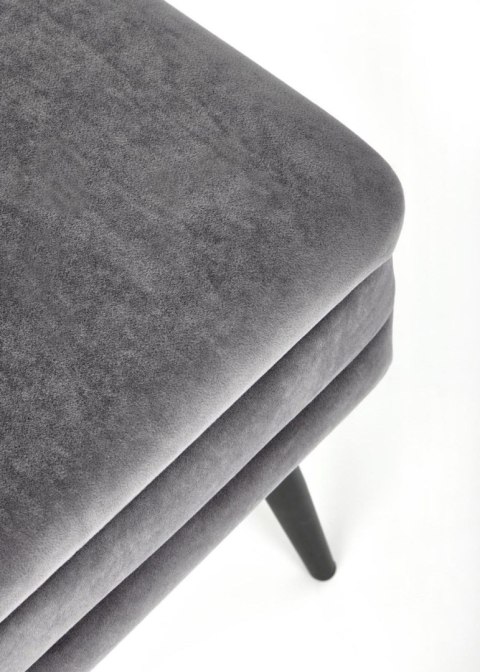 Ławka tapicerowana Velva popielata Stalowe nogi w kolorze czarnym, obicie wykonane z wysokiej jakości welurowej tkaniny, mebel d