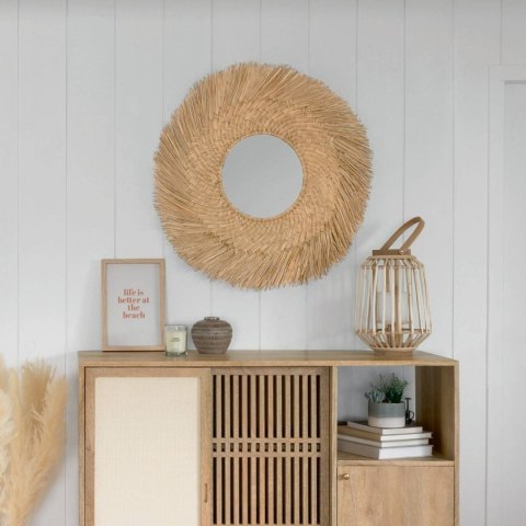 Lustro ścienne Ael trawa morska 80 cm Rama wykonana z trawy morskiej, naturalna kolorystyka, stylowy i funkcjonalny dodatek do w