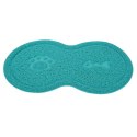 Mata pod miskę dla psa/kota turkusowa Mata pod miskę lub kuwetę z antypoślizgowej gumy, zapobiega rozsypywaniu się żwirku, rozle