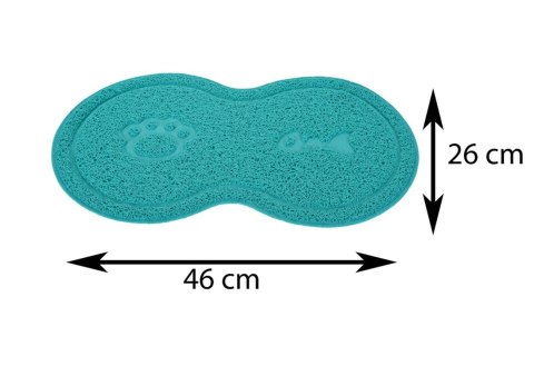 Mata pod miskę dla psa/kota turkusowa Mata pod miskę lub kuwetę z antypoślizgowej gumy, zapobiega rozsypywaniu się żwirku, rozle