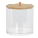 Pojemnik łazienkowy z bambusową pokrywą Przeźroczyste eleganckie pudełko z pokrywą bambusową na akcesoria kosmetyczne o wymiarac