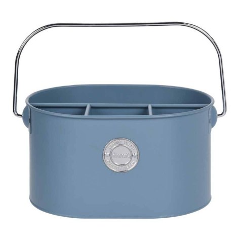 Pojemnik metalowy na sztućce niebieski Organizer metalowy z przegródkami na sztućce, puszka kuchenna z uchwytem i metalowym, sre