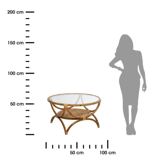 Rattanowy stolik kawowy Farah 90 cm Podstawa wykonana z rattanu, blat z hartowanego szkła, stanowił będzie eleganckie uzupełnien