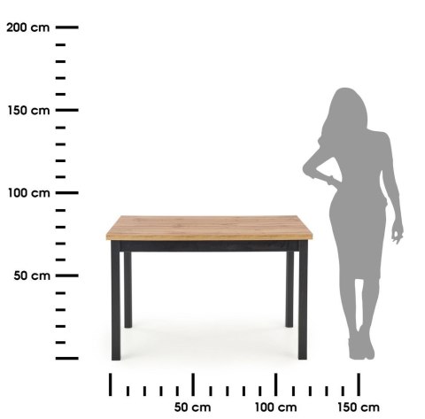 Stół Cobalt dąb wotan 120x68 cm Wykonany z płyty meblowej, okleina blatu w kolorze dąb wotan, nogi czarne, stanowił będzie elega