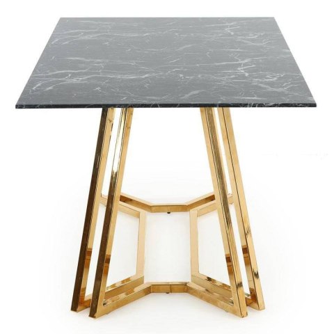 Stół Konami Black Marble 160x90 cmPodstawa ze stali chromowanej w kolorze złotym, blat wykonany ze szkła imitującego marmur, sta