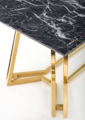 Stół Konami Black Marble 160x90 cmPodstawa ze stali chromowanej w kolorze złotym, blat wykonany ze szkła imitującego marmur, sta