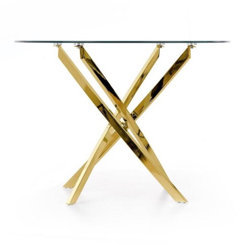 Stół okrągły Raymond Gold 100 cmPodstawa ze stali chromowanej w kolorze złotym, blat wykonany z transparentnego szkła, stanowił 