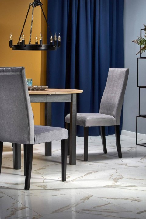 Stół rozkładany Ringo dąb artisan Wykonany z płyty meblowej i MDF-u, okleina blatu w kolorze dąb artisan, nogi czarne, maksymaln