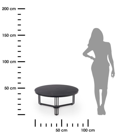 Stolik kawowy Antica Black Marble Stalowa podstawa lakierowana na czarno, blat wykonany z MDF-u z okleiną imitującą marmur, usta