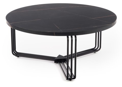 Stolik kawowy Antica Black Marble Stalowa podstawa lakierowana na czarno, blat wykonany z MDF-u z okleiną imitującą marmur, usta