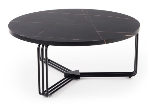 Stolik kawowy Antica Black Marble Stalowa podstawa lakierowana na czarno, blat wykonany z MDF-u z okleiną imitującą marmur, usta