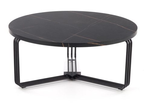 Stolik kawowy Antica Black Marble Stalowa podstawa lakierowana na czarno, blat wykonany z MDF-u z okleiną imitującą marmur, usta