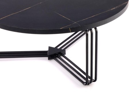 Stolik kawowy Antica Black Marble Stalowa podstawa lakierowana na czarno, blat wykonany z MDF-u z okleiną imitującą marmur, usta