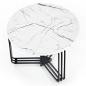 Stolik kawowy Antica White Marble 55 cm Stalowa podstawa lakierowana na czarno, blat wykonany z MDF-u z okleiną imitującą marmur