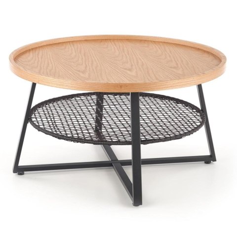 Stolik kawowy Florence dąb naturalny Stalowa podstawa lakierowana na czarno, blat wykonany z MDF-u z okleiną w kolorze naturalne