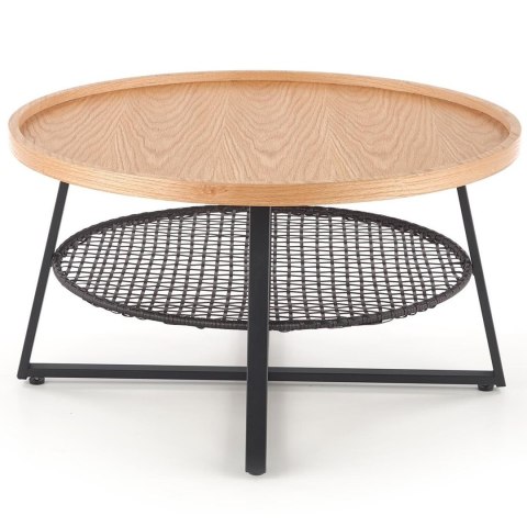 Stolik kawowy Florence dąb naturalny Stalowa podstawa lakierowana na czarno, blat wykonany z MDF-u z okleiną w kolorze naturalne