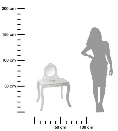Toaletka dla dziewczynki ze stołkiem Biała toaletka z lustrem i taboretem, doskonały dodatek do pokoju każdej dziewczynki