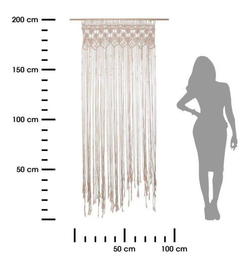 Zasłona bawełniana Makrama 90x200 cm Pleciona makrama wykonana z bawełny, doskonałe uzupełnienie wnętrz w stylu boho