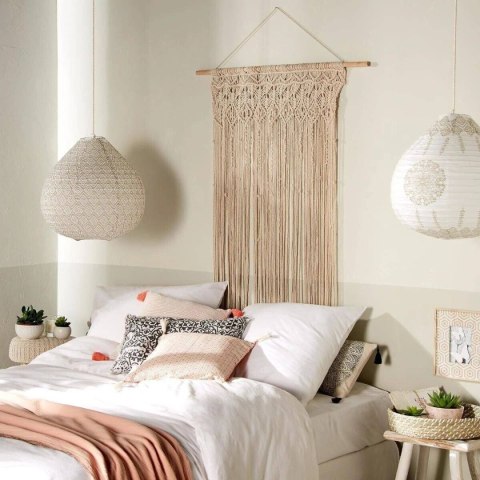 Zasłona bawełniana Makrama 90x200 cm Pleciona makrama wykonana z bawełny, doskonałe uzupełnienie wnętrz w stylu boho