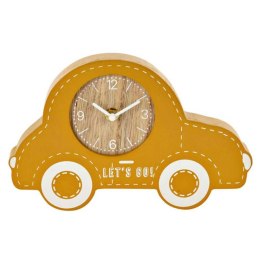 Zegar stojący samochód żółty Wykonany z MDF zegar analogowy do pokoju dziecięcego, z motywem samochodzika na kółkach, do postawi