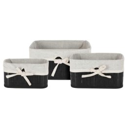 Zestaw koszy bambusowych 3 szt czarne Komplet koszyków, pojemników wykonanych z bambusa w czarnym kolorze do przechowywania wsze