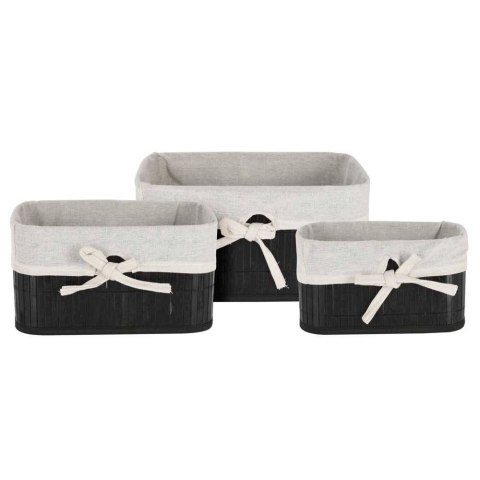 Zestaw koszy bambusowych 3 szt czarne Komplet koszyków, pojemników wykonanych z bambusa w czarnym kolorze do przechowywania wsze