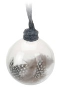 Bombki choinkowe z piórami 12 szt Zestaw dekoracyjnych bombek choinkowych wykonanych z transparentnego szkła z ozdobnymi piórkam