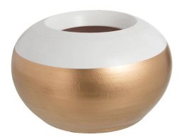 Doniczka ceramiczna Border White 16 cm Okrągły kształt, biało złota kolorystyka, piękna dekoracja do wnętrz, na taras lub balkon