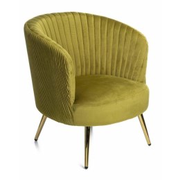 Fotel Brakumi Olive Gold Wygodne siedzisko, wykonane z przyjemnej w dotyku tkaniny w kolorze oliwkowym, stabilne nóżki wykonane 