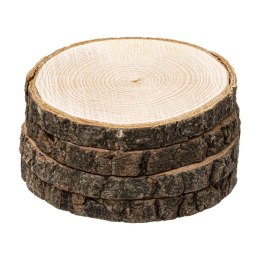 Komplet 4 okrągłych podstawek Ecorce Okrągłe podkładki pod kubek, wykonane z naturalnego drewna, komplet 4 sztuk o średnicy 10 c