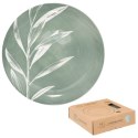 Komplet 6 talerzy obiadowych Green 26 cm Okrągłe talerze obiadowe wykonane z porcelany w kolorze zieleni, ozdobione motywem liśc