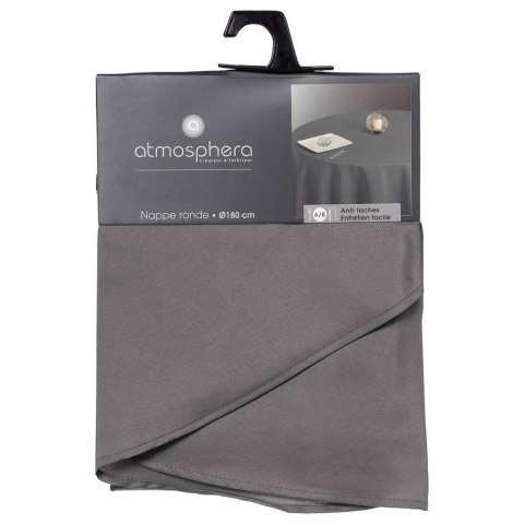 Okrągły obrus 180 cm szary Wykonany z odpornego na plamienie materiału, łatwy w czyszczeniu, elegancka i praktyczna dekoracja st