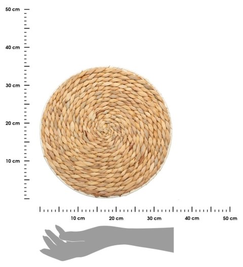 Podkładka na stół Hyacint 35 cm Okrągła mata stołowa wykonana z hiacyntu wodnego, zabezpieczy powierzchnie przed wysoką temperat