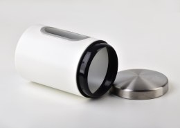 Pojemnik metalowy Samuel White Biały matowy kolor, posiada okienko do szybkiego podglądania zawartości, idealny do przechowywani
