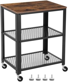 Półka kuchenna mobilna rustykalny LOFTWykonany z metalu i solidnej płyty MDF, praktyczny i wytrzymały wózek kuchenny na kółkach 